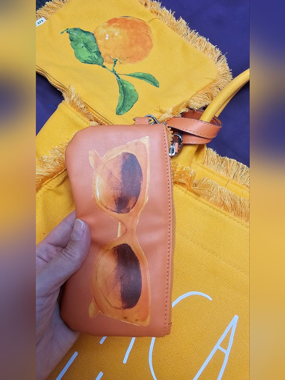 Brand New Rae Dunn "Vacay All Day" 3-Piece Orange Tote Bag Set - Picture 2 of 13